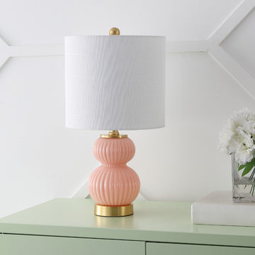 Daphne 20" Ribbed Metal/Glass LED Table Lamp